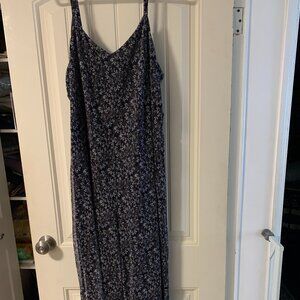 Blue Floral Lined Summer Jumpsuit